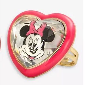 Disney Metal/Enamel adjustable heart shape rhinestone Minnie Mouse fashion Ring